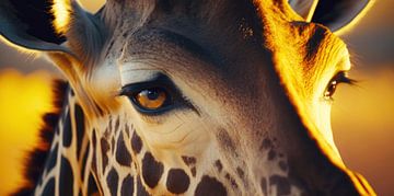 Close-up van de kop van een Giraffe van Vlindertuin Art
