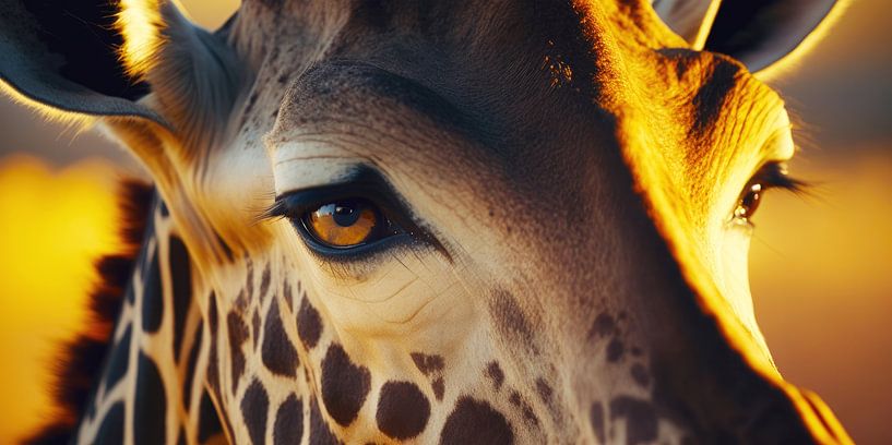 Close-up of the head of a Giraffe by Vlindertuin-Art