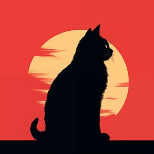 Katze Silhouette Sonnenuntergang Minimalismus