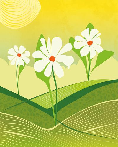 Drei Blumen im Frühling abstrakte Landschaft