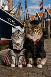 Maine-Coon-Katzen im Volendamer Stil. von Robert Jan Smit