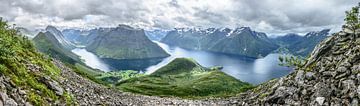 Panorama Hjorundfjord from Saksa - Norway by Harolds Hikes