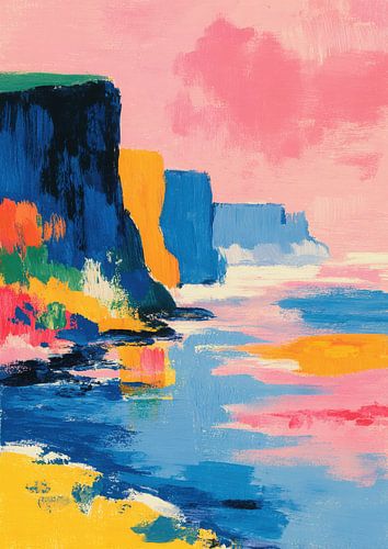 Kliffen in het avondlicht - Schilderij