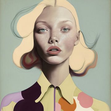Modern abstract portret in pastelkleuren van Studio Allee
