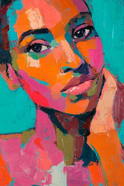 Colourful portrait painting of a woman by Poster Art Shop