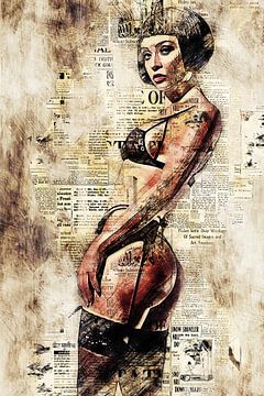 Suspenders (erotica, mixed media) by Art by Jeronimo