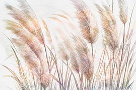 Pampas Grass Traum, Japandi Natur in erdigen Farben von Mad Dog Art