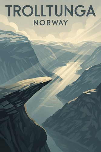 Trolltunga Noorwegen Vintage Reisposter
