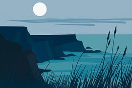 Night landscape with moonlight and coast by Poster Art Shop