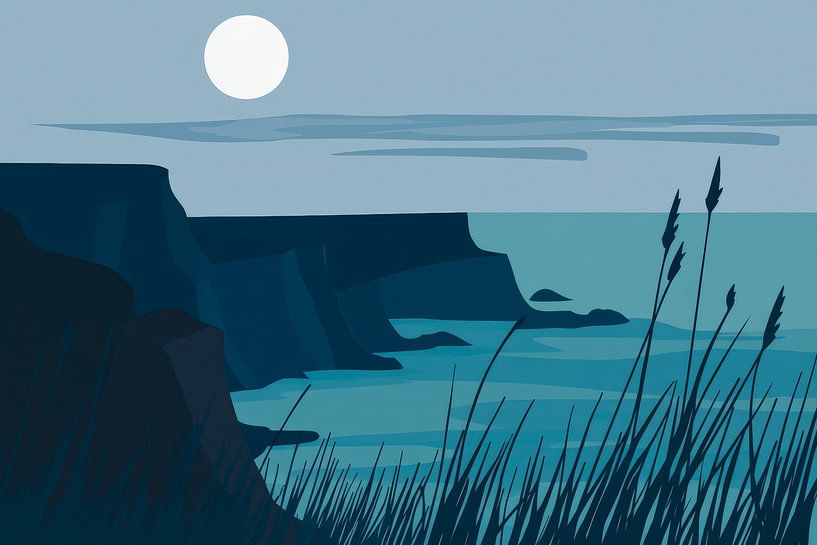 Night landscape with moonlight and coast by Poster Art Shop