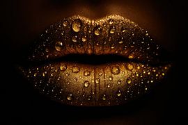 Nahaufnahme der Lippen mit Wassertropfen von Art & Soul Creations
