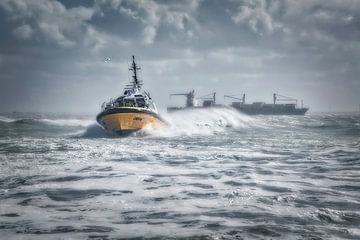 (Belgische) Loodsboot in de storm van Evert Jan Looise