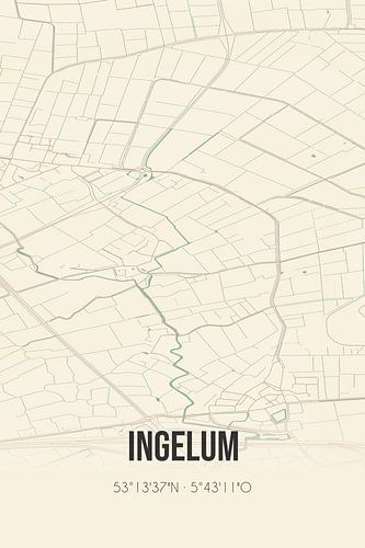 Vintage landkaart van Ingelum (Fryslan)