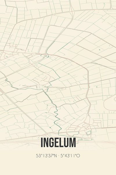 Carte ancienne d'Ingelum (Fryslan) par Affiches de lieux