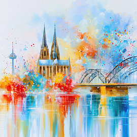 Skyline abstraite de Cologne dans le style Pop Art