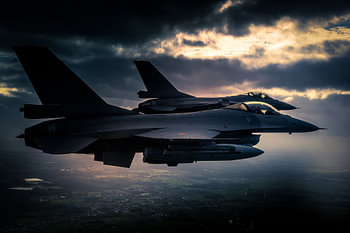 Detailed close-up images of F-16 fighter aircraft.