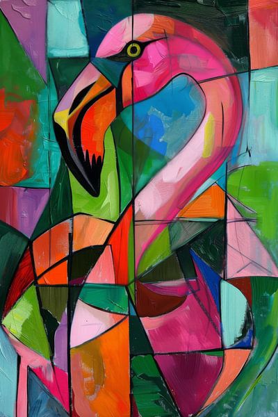 Geometric flamingo by Poster Art Shop
