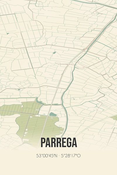 Carte ancienne de Parrega (Fryslan) par Affiches de lieux
