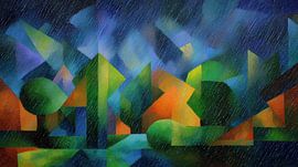 Rain and storm: a Cubist panorama by TheXclusive Art