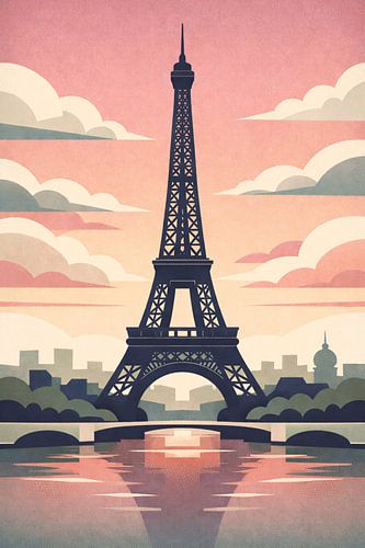 Zonsondergang in Parijs Eiffeltoren