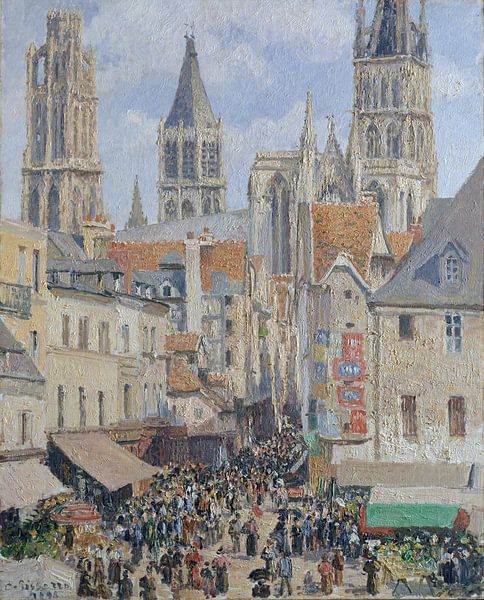 Camille Pissarro~Rue de l'user;-picerie, Rouen(Effect of Sunlight) by finemasterpiece