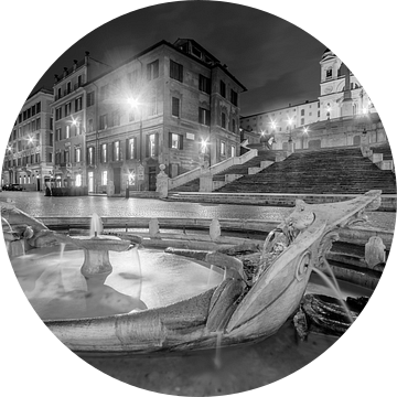 Fontana della Barcaccia en de Spaanse Trappen zwart wit van Anton de Zeeuw