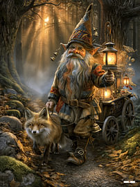 Gnome mit Fuchs im Wald von Gelissen Artworks
