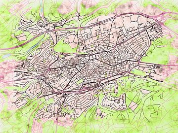 Kaart van Kaiserslautern in de stijl 'Soothing Spring' van Maporia