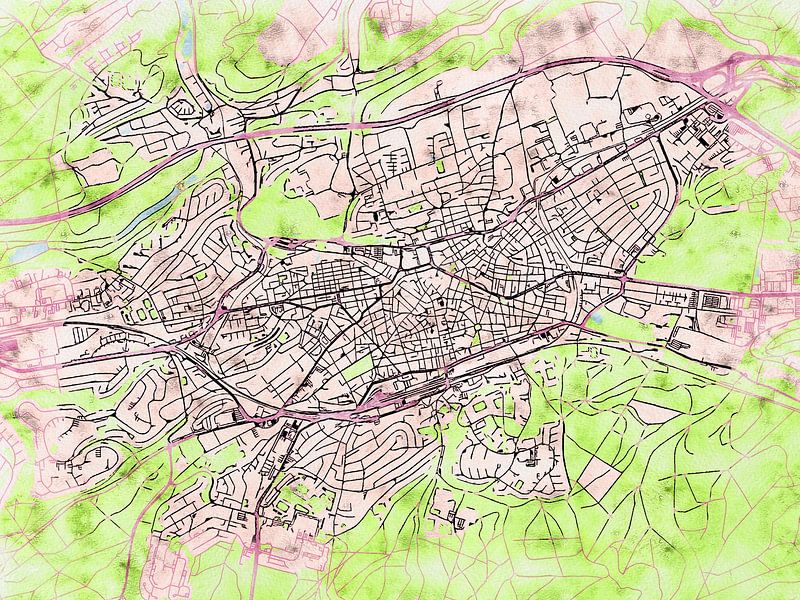 Karte von Kaiserslautern im stil 'Soothing Spring' von Maporia