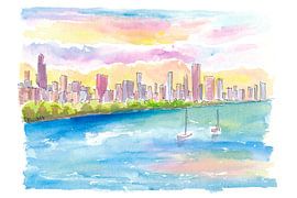 Chicago Erstaunliche Skyline-Szene mit Michigansee