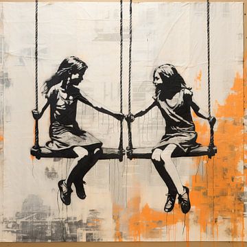No Way | Urban Art | Banksy Style van Blikvanger Schilderijen