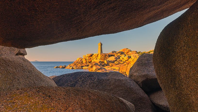 Sunset at the Mean Ruz lighthouse, Brittany, France by Henk Meijer Photography