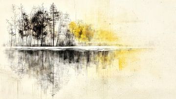 Winterbomen op de bevroren oever van het meer van Frank Heinz