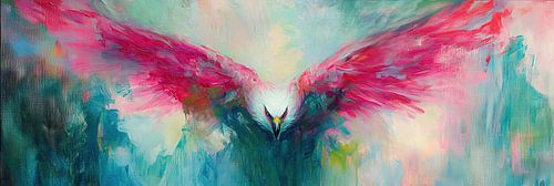 Zomer Vogel met Vleugels | Abstracte Vogel met Roze Vleugels