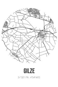 Gilze (Noord-Brabant) | Landkaart | Zwart-wit van Rezona