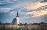 Kirche auf Texel bei Sonnenuntergang von Martijn van Dellen Miniaturansicht