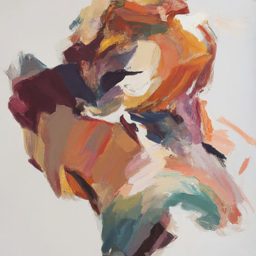 Kleurrijk en abstract expressief schilderij