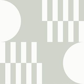 Modern abstract geometric art in sage green and off white no. 5 by Dina Dankers