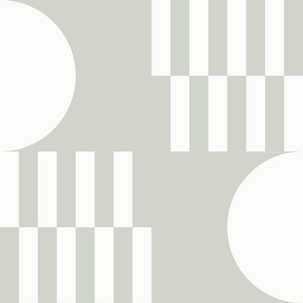 Modern abstract geometric art in sage green and off white no. 5 by Dina Dankers