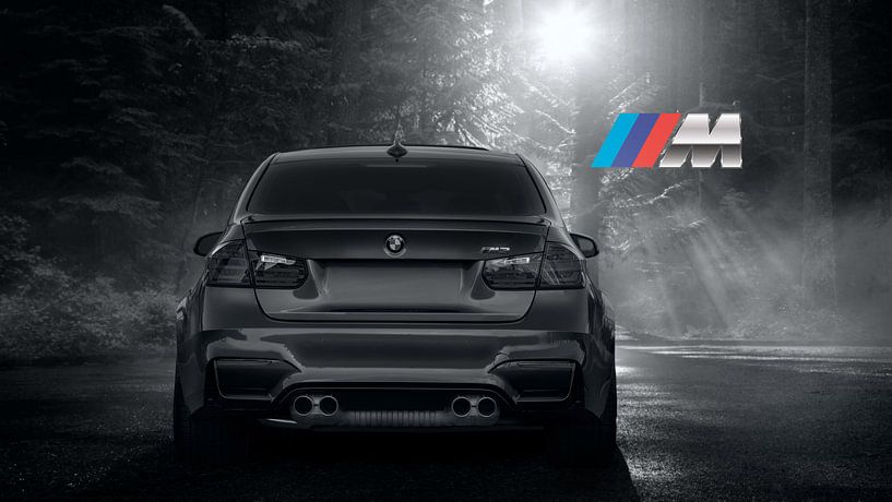 BMW M3 sportscar en gris avec le logo M par Atelier Liesjes