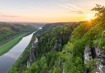 Uitzicht op de Elbe van Anselm Ziegler Photography