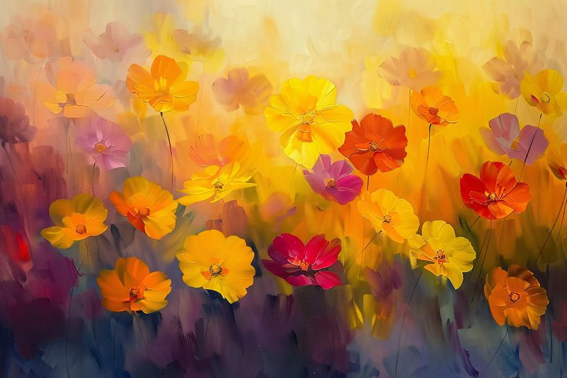 Cheerful flower field with bright colours by Art & Soul Creations