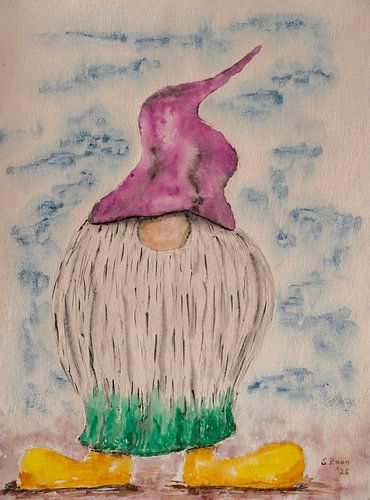 Een kabouter in aquarel