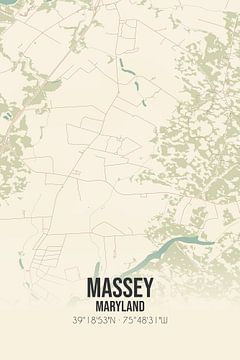 Vintage landkaart van Massey (Maryland), USA. van Rezona