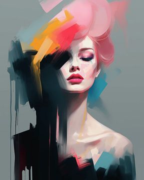 Particularly colourful abstract portrait by Carla Van Iersel