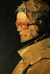 Anime-Robotermann mit Goldfarbe