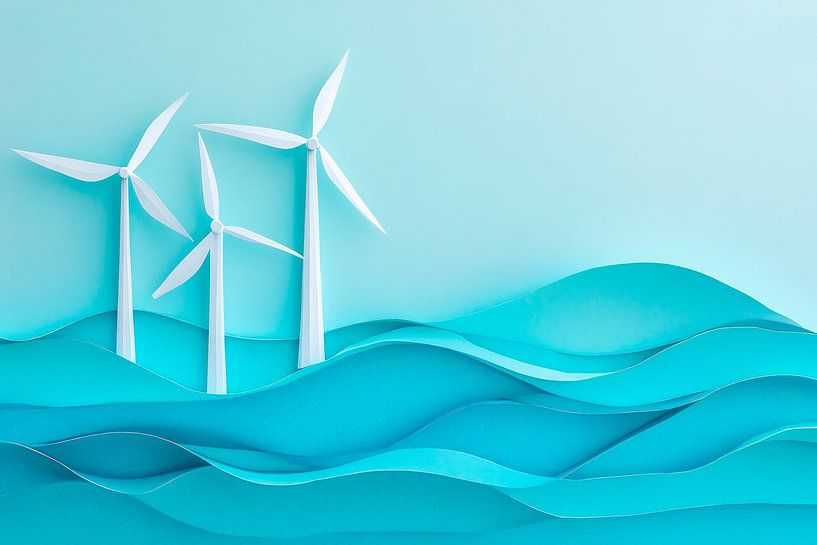 Windkraft und Wellen im Papierstil von Poster Art Shop