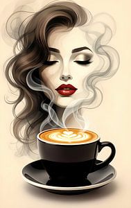 Frau mit heißer Tasse Cappuccino