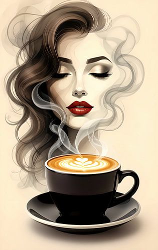 vrouw met hete kop Cappuccino