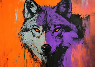 Tuin Paarse Wolf van Abstract Schilderij